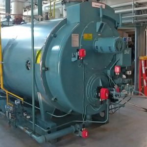 Hot water boiler package system for industrial gas heating